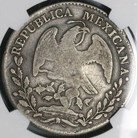 1838-Ga NGC F 12 Mexico 8 Reales Guadalajara Cap Rays Rare Silver Coin (24052503C)