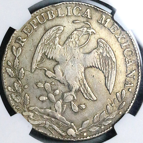 1838-Mo NGC XF Mexico 8 Reales Cap Rays Scarce Silver Coin 