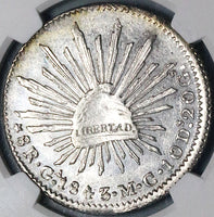 1843-Ga MC NGC MS 62 Mexico 8 Reales Guadalajara Mint Rare Silver Coin POP 1/1 (24051902C)