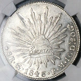 1846/5-Go NGC UNC Mexico 8 Reales Guanajuato Rare Overdate Silver Coin POP 1/0 (24120901C)