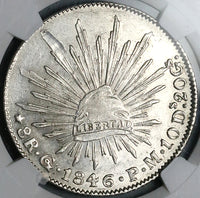 1846/5-Go NGC UNC Mexico 8 Reales Guanajuato Rare Overdate Silver Coin POP 1/0 (24120901C)