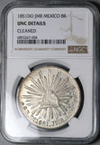 1851-Do NGC UNC Mexico 8 Reales Durango Rare 10/01 Ds Mint Error Silver Coin (24091303C)