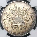 1858-C NGC AU Mexico 8 Reales Culiacan Mint Scarce Silver Coin (24040302C)