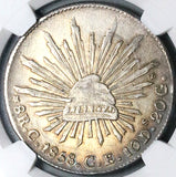 1858-C NGC AU Mexico 8 Reales Culiacan Mint Scarce Silver Coin (24040302C)