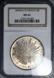 1860-Mo FH NGC MS 62 Mexico 8 Reales Mint State Cap Rays Silver Coin (25020901D)