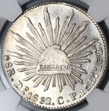 1862/1-Do NGC MS 62 Mexico 8 Reales Durango Mint State Scarce Overdate Silver Coin (24050701C)