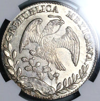 1862/1-Do NGC MS 62 Mexico 8 Reales Durango Mint State Scarce Overdate Silver Coin (24050701C)