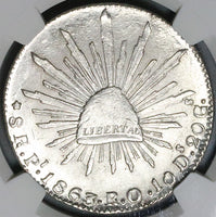 1863-Pi NGC MS 63 Mexico 8 Reales Potosi Mint State Silver Coin POP 3/4 (24060201C)