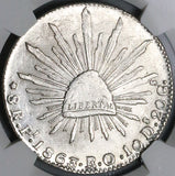 1863-Pi NGC MS 63 Mexico 8 Reales Potosi Mint State Silver Coin POP 3/4 (24060201C)