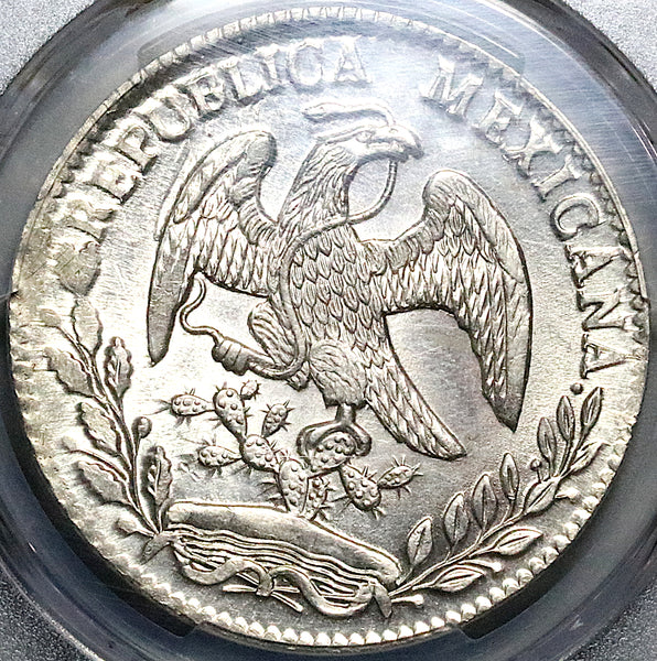 1864-O PCGS MS 62 Mexico 8 Reales Oaxaca Mint Scarce Silver Coin