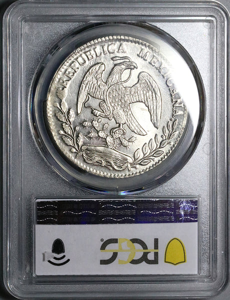 1864-O PCGS MS 62 Mexico 8 Reales Oaxaca Mint Scarce Silver Coin