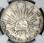 1865-Ca JC NGC XF Mexico 8 Reales Chihuahua Mint Rare Silver Coin (24042803C)