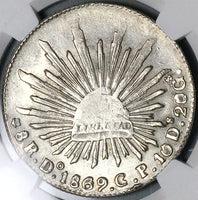 1869-Do NGC UNC Mexico 8 Reales Durango Mint Rare Silver Coin (25012103C)