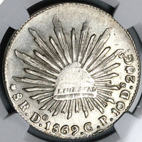 1869-Do NGC UNC Mexico 8 Reales Durango Mint Rare Silver Coin (25012103C)