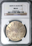 1869-Pi NGC MS 63 Mexico 8 Reales Potosi Mint Rare Coin POP 2/1 (25012801C)