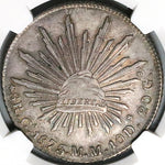 1873-Ca NGC AU Mexico 8 Reales Chihuahua Mint Silver Coin (24040202C)