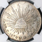 1874-C NGC MS 62 Mexico 8 Reales Culiacan Mint Rare Silver Coin POP 3/2 (24051401C)