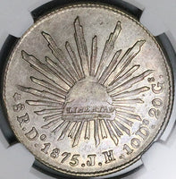 1875-Do JH NGC AU 50 Mexico 8 Reales Durango Mint Rare Silver Coin (25012701C)