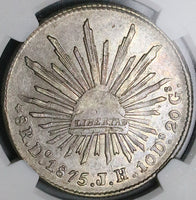 1875-Do JH NGC AU 50 Mexico 8 Reales Durango Mint Rare Silver Coin (25012701C)