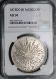 1875-Do JH NGC AU 50 Mexico 8 Reales Durango Mint Rare Silver Coin (25012701C)