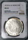 1875-Oa NGC MS 63 Mexico 8 Reales Oaxaca Mint State Silver Coin (24072601C)