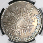 1876-As NGC VF 35 Mexico 8 Reales Alamos Scarce Cap Rays Silver Coin (24082302C)