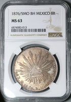 1876/5-Mo NGC MS 63 Mexico 8 Reales Rare Overdate Mint State Silver Coin POP 1/1 (24082201C)