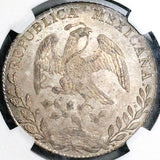 1886-Mo NGC MS 64 Mexico 8 Reales Mint State Cap Rays Silver Coin (24083102C)