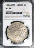 1886-Mo NGC MS 64 Mexico 8 Reales Mint State Cap Rays Silver Coin (24083102C)