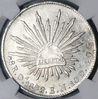 1892-Oa NGC UNC Mexico 8 Reales Oaxaca Mint Rare Silver Coin (24120903C)