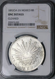 1892-Oa NGC UNC Mexico 8 Reales Oaxaca Mint Rare Silver Coin (24120903C)