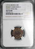 (1915) NGC AU 55 Amecameca 20 Centavos Mexico Revolution Copper Coin (24062801C)