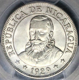 1929 PCGS MS 63 Nicaragua 50 Centavos Volcanos Rare 20K Silver Coin (24092202C)