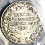 1906 PCGS MS 65 Norway 2 Kroner Independence Gem Mint State Silver Coin (25022704C)