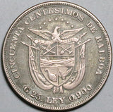 1904 Panama 50 Centesimos XF 25g 90% Silver Coin (24060805R)