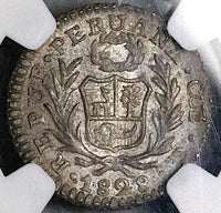 1828 NGC MS 62 Peru Cuzco 1/2 Real Standing Liberty Silver Coin POP 2/0 (25012404C)