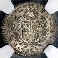 1828 NGC MS 62 Peru Cuzco 1/2 Real Standing Liberty Silver Coin POP 2/0 (25012404C)