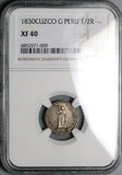 1830/28 NGC XF 40 Peru Cuzco 1/2 Real Standing Liberty Silver Coin POP 1/0 (23092502C)