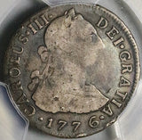 1776 PCGS Fine Peru 2 Reales Charles III Colonial Spain Revolution Silver Coin (24082501D)