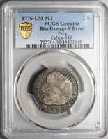 1776 PCGS Fine Peru 2 Reales Charles III Colonial Spain Revolution Silver Coin (24082501D)