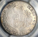 1844 PCGS VF Peru 4 Reales Pasco Mint Rare Standing Liberty Silver Coin (25012403C)