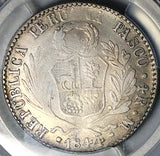 1844 PCGS VF Peru 4 Reales Pasco Mint Rare Standing Liberty Silver Coin (25012403C)