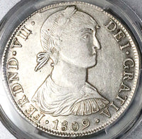 1809 PCGS AU 53 Peru 8 Reales Imaginary Large Bust Ferdinand VII Silver Coin (24070101C)