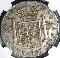 1816 NGC AU 50 Peru 8 Reales Ferdinand VII Lima Pillars Silver Coin (24122201C)