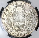 1831-C NGC AU 58 Peru Cuzco 8 Reales Standing Liberty Silver Coin (23060602C)