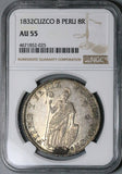 1832-C NGC AU 55 Peru Cuzco 8 Reales Standing Liberty Silver Coin (20040703D)