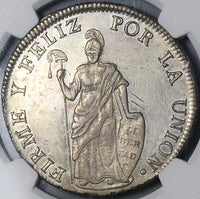 1834 NGC UNC Peru 8 Reales Cuzco-BoAr Rare Standing Liberty Silver Coin (24052103C)