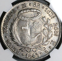 1845 NGC XF 45 Peru LIMA 8 Reales Standing Liberty Silver Coin (23060603C)