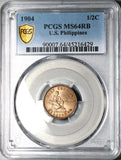 1904 PCGS MS 64 RB Philippines 1/2 Centavo USA Administration Coin (24091902C)