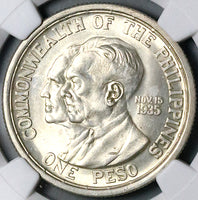 1936 NGC MS 63 Philippines Murphy Quezon Peso Commemorative Coin (25012502C)